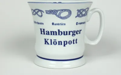 Produktbild von Hamburger Klönpott mit Seemannsknoten hoch Kaffeebecher Kaffeetasse Kaffee Pott