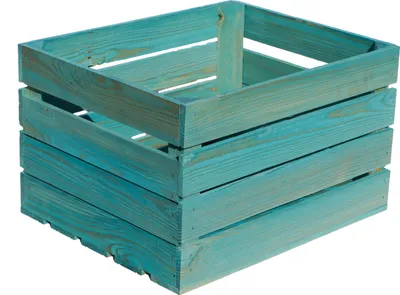Produktbild von Obstkiste Johanna neu & gehobelt Türkis 50x40x30cm Weinkiste Apfekiste rustikale Holzkiste