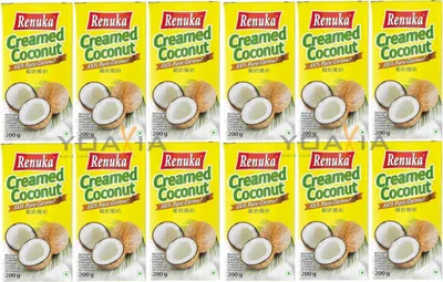 Produktbild von 12er Pack RENUKA 100% Pure Kokosnusscreme (12x 200g) | Kokoscreme | Creamed Coconut