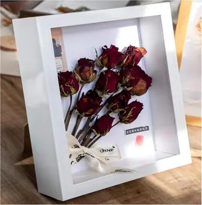 Productafbeelding van 3D-fotolijst 20 x 20 cm, diepte 5 cm, houten lijst met glas, voor foto's en objecten, wit