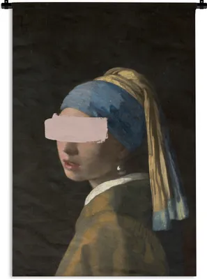 Produktbild von MuchoWow® Wandteppich Wandbehang Mädchen mit Perlenohrring - Johannes Vermeer - Pastell 120x180 cm Tapisserie Dekoration Wandtuch - Schlafzimmer - Dekorationen für das Haus