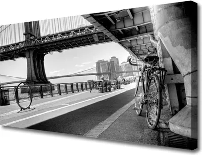 Produktbild von Tulup Leinwand-Bilder 100x50 Wandbild Canvas Kunstdruck Brücke Straße Fahrrad
