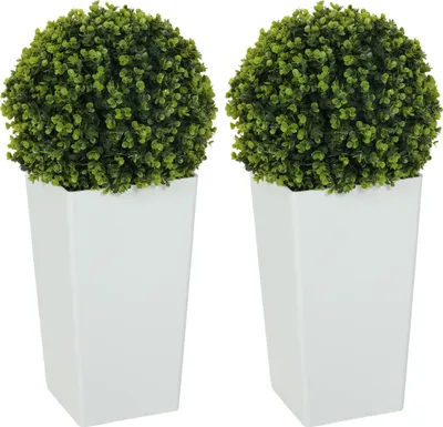 Produktbild von 2er-Set Künstlicher Eukalyptuskugeln 65 cm Kunstpflanze mit UV-Schutz, 330 Blättern im Topf, Grün