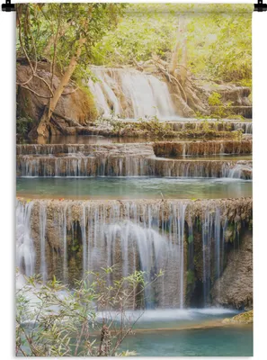 Produktbild von MuchoWow® Wandteppich Wandbehang Sonne - Wasserfall - Landschaft 60x90 cm Tapisserie Dekoration Wandtuch - Foto-Teppich - Abwaschbar