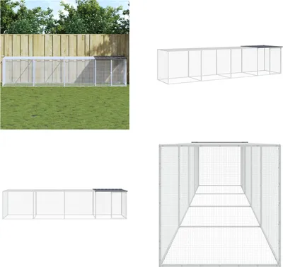 Image de vidaXL Cage à poules avec toit Anthracite 403x98x90 cm Acier galvanisé - Cage à poules - Poulaillers - Poulailler