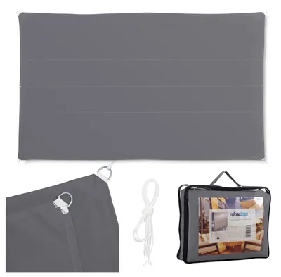 Image de Tente d'ombrage rectangulaire Relaxdays, hydrofuge, résistante aux UV, avec cordes de tension, terrasse, balcon, L x P : 4 x 6 m, gris