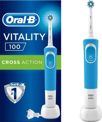 Zdjęcie produktu dla Oral-B Vitality 100 Cross Action, Dorosły, Obrotowo-pulsacyjna szczoteczka do zębów, Niebieski, 7600 ruchów na minutę, 4 x 30 sec, -, N