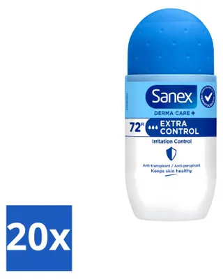 Immagine prodotto di 20 deodoranti roll-on Sanex Dermo Extra Control - 53 ml - Confezione  - 20 pezzi