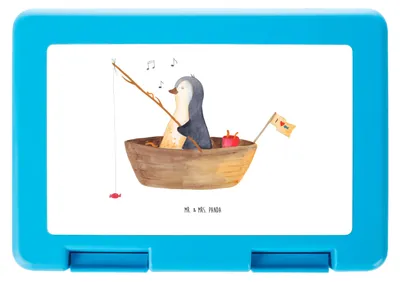 Produktbild von Mr. & Mrs. Panda Bento Box Pinguin Angelboot - Weiß - Geschenk, Genießen, Optimistisch, Pausenbox, Vorratsbehälter, Vesperbox, Boot, Angeln, Lunchbox, Frühstücksbox