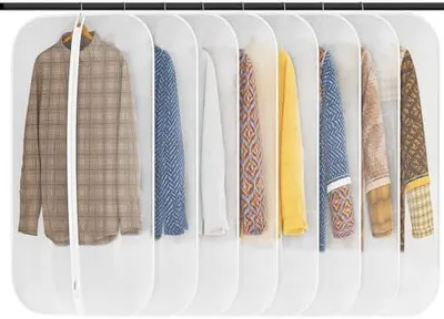 Produktbild von 8 Stück Kleidersäcke 60*100cm,Anzug Aufbewahrung,Kleid Organizer,Transparente Kleiderschutzhülle mit Reißverschluss, Kleiderschutz für Hemden Wintermantel Sakko Abendkleider Etc