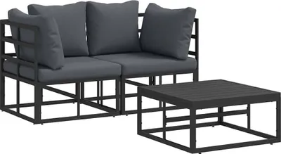 Produktbild von vidaXL Gartensofa-set 3 pcs Schwarz Metall