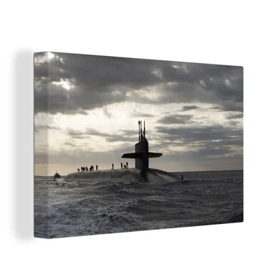 Produktbild von OneMillionCanvasses® - Leinwandbilder - 150x100 cm, Amerika - Schwarz - Weiß - U-Boot, Wandbilder Kunstdruck Wanddekoration