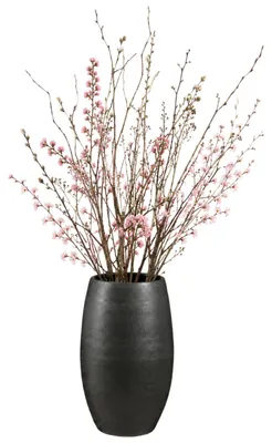 Produktbild von Mica Decorations Pflanzentopf - Keramik - dunkelgrau glanzend / gerippt - D30 x H50 cm - Blumentopf