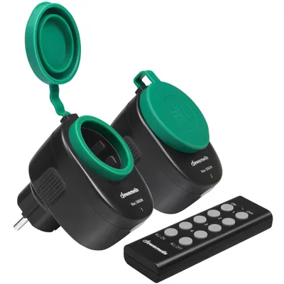 Produktbild von DEWENWILS Funksteckdosen mit Fernbedienung Außen, 2er Set, IP44, 230V 3680W
