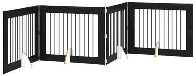 Immagine prodotto di vidaXL Cancello pieghevole per cani con montanti (4 pezzi), rovere nero, 401 cm