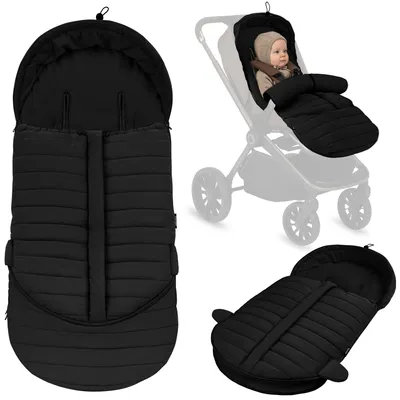 Produktbild von Lionelo Oli Winterfußsack für Kinderwagen & Babywanne, Wasserabweisend, Warm bis –20°C, Universal, Mit Kapuze Schwarz