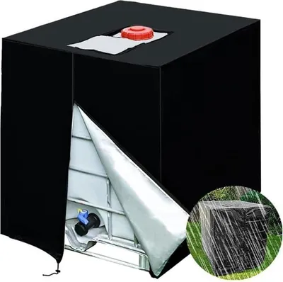 Produktbild von Schutzhülle für 1000L IBC-Wassertank - Wasserdichte, UV-beständige Folie - Mit Reißverschluss - 420D.