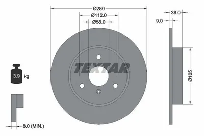 Obrázek produktu pro 2x TEXTAR 92097603 Brzdový kotouč přední nápravy