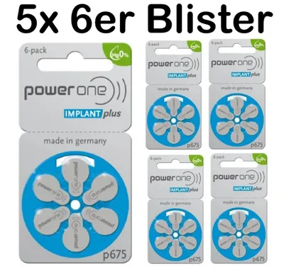Immagine prodotto di powerone - IMPLANT plus - p675 - 1,4 Volt 540mAh zinco-aria - batteria per apparecchi acustici - blister da 6 pezzi