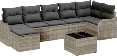 Immagine prodotto di Set Divano da Giardino Grigio chiaro polyrattan