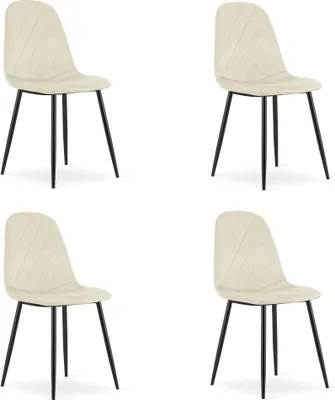 Image de Chaise - Leobert - Asti - Velours Beige - 44,5 X 50,5 X 87,5 Cm - Lot De 4