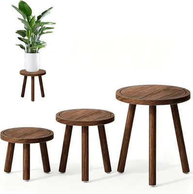 Immagine prodotto di Set di 3 vasi per piante in legno - supporto per fiori in legno, disponibile in 3 diverse dimensioni
