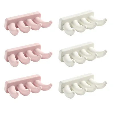 Produktbild von 6 Stück Klebehaken Wandhaken Silikon,Zahnbürstenhalter, Haken Selbstklebend, Elastischen Kabelhalter, Schlüsselhaken,Wasserdicht