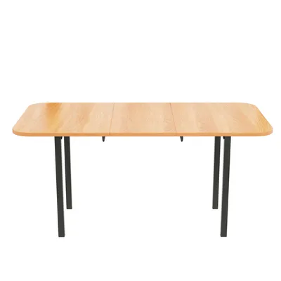 Produktbild von Flieks Ausziehbarer Esstisch Küchentisch mit Metallbeinen, Esszimmertische Schreibtisch Wohnzimmertisch Bürotisch Rechteckig für 4-6 Personen, Schwarz
