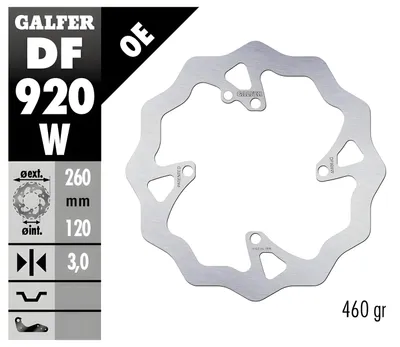 Produktbild von Galfer Vorderbremsscheibe Sherco Se/Sef 250/300/450 '14-, (Nur Mit Wp- Und Kayaba-Fahrwerken) Wave (260X120X3Mm)