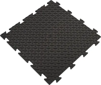 Produktbild von Gewerbeboden PVC Fliesen Raute 8mm Garagenboden Industrieboden Klick-Verlegung schwarz