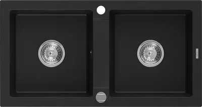 Immagine prodotto di Mexen Mario lavello in granito a 2 vasche 820 x 436 mm, nero, sifone cromato - 6504822000-77