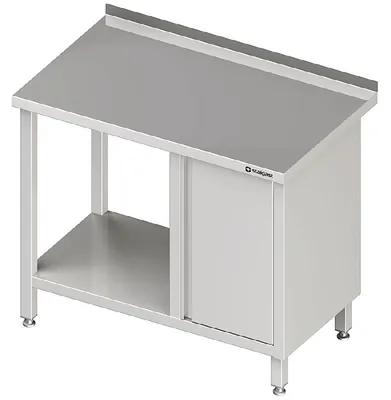 Immagine prodotto di Tavolo da lavoro con ripiano inferiore, 2000x600x850 mm, con armadio con anta a battente a destra, senza alzatina, saldato