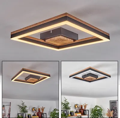 Produktbild von Pigge Deckenlampe aus Metall/MDF/Kunststoff in Schwarz/Holzoptik/Weiß