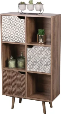 Image de Petite bibliothèque de bureau avec 6 étagères et 3 portesReproductionées – Dimensions : 60 x 29 x 105 cm