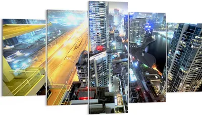 Produktbild von Bild auf Leinwand - Leinwandbild - Architektur Industrie Nacht Licht - 160x85cm - Wand Bild - Wanddeko - Leinwanddruck - Bilder - Kunstdruck - Leinwand bilder - Wandkunst - EA160x85-2642
