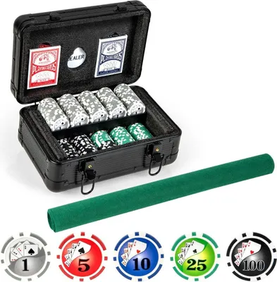 Produktbild von Pokerset mit 300 Laser-Chips & Pokerkoffer & 2 Spielkarten & 2 Schlüsseln Poker Komplett Set
