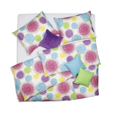 Obrázek produktu pro SCANquilt povlečení KLASIK DESIGN bubbles růžovožlutozelená 100% bavlna 140 x 200/70 x 90 cm