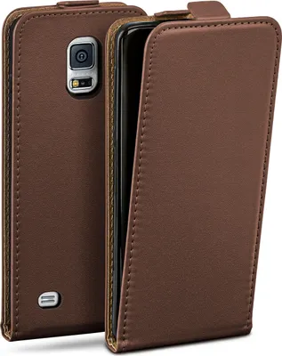 Produktbild von moex® Flip Case kompatibel mit Samsung Galaxy S5 Mini - Hülle mit 360 Grad Schutz, Dunkelbraun