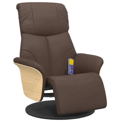 Image de Fauteuil inclinable de massage repose-pieds marron similicuir