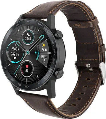 Produktbild von Strap-it Honor Magic Watch 2 Lederarmband (Dunkelbraun)