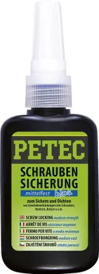 Produktbild von Petec Schraubensicherung mittelfest blau Schraubenkleber Flasche 50g