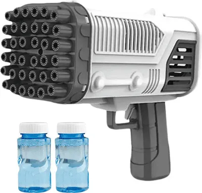 Obrázek produktu pro bublifuková pistole s 69 otvory a barevnými LED světly + 2 lahvičky s bublinkovou tekutinou 130 ml - BLACKBUBBLEWATER