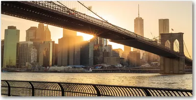 Produktbild von Tulup Glas-Bild -140x70- Wandkunst Dekorative Wand für Küche & Wohnzimmer - Sehenswürdigkeiten & Architektur - Brooklyn-Brücke - Braun