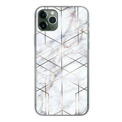 Produktbild von MuchoWow® Handyhülle Schutzhülle Hülle für iPhone 11 Pro Max Marmor - Gold - Weiß Silikon Softcase Handy Hülle - Schutz