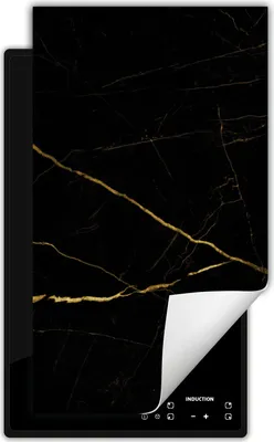 Produktbild von DarHaus Herdabdeckplatte 1 teilig 30x52 cm Anti Rutsch Matte Aufrollbar, schwarz - Marmor