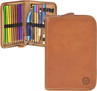 Produktbild von Sonnenleder Schüleretui Stifteetui Federtasche Leder 15 Stiftschlaufen LASSE Stiftetui naturbraun 801-210-01