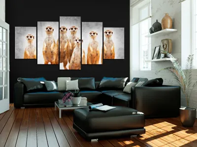 Produktbild von Akustikbild Tiere Afrika 200x100 cm Bilder Akustikschaum Hochleistungsschallabsorber Schallschutz Leinwand 5 tlg Wandbild Raumakustik Schalldämmung g-A-0087-b-n