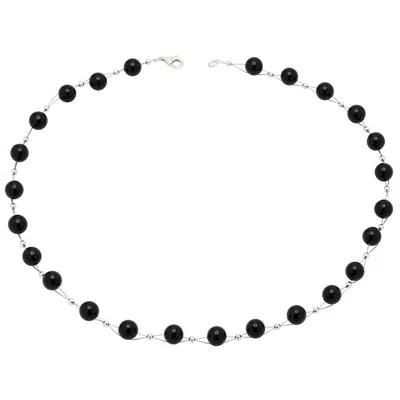 Damen-Kette-aus-Onyx-und-925-Silber