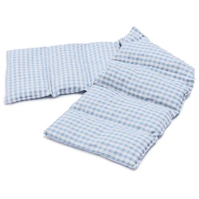 Produktbild von Kirschkernkissen XXL 8-Kammer, 75x20cm - Bio Stoff hellblau-weiß - Wärmekissen Körnerkissen