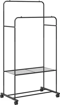 Obrázok produktu pre vidaXL Vešiak na oblečenie s policou a kolieskami, čierny, 80 x 53 x 156 cm